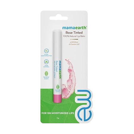 Mamaearth Rose Tinted 100% Natural Lip Balm With Rose Oil and Castor Oil - 2 g