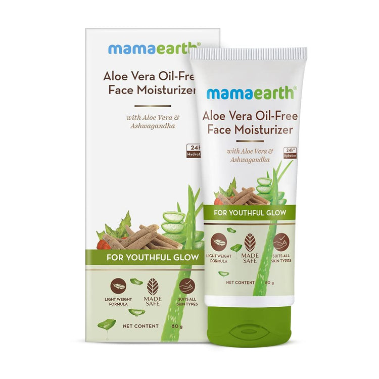 Aloe Vera Oil-Free Face Moisturizer with Aloe Vera & Ashwagandha for a Youthful Glow - 80 g