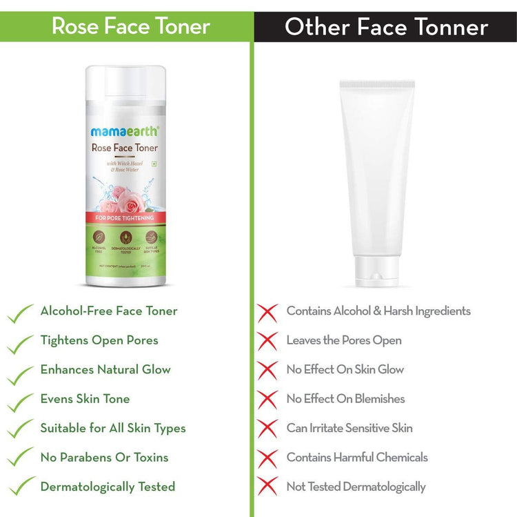 Rose Face Toner with Witch Hazel and Rose Water for Pore Tightening - 200ml