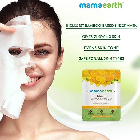 Ubtan Bamboo Sheet Mask with Turmeric and Saffron for Skin Brightening - 25 g