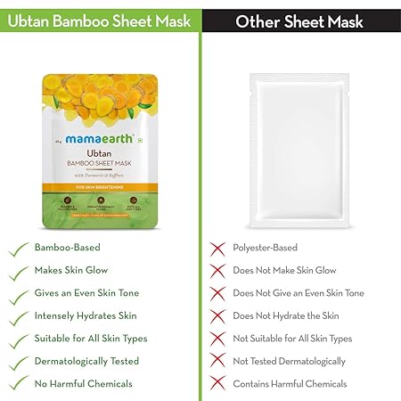 Ubtan Bamboo Sheet Mask with Turmeric and Saffron for Skin Brightening - 25 g