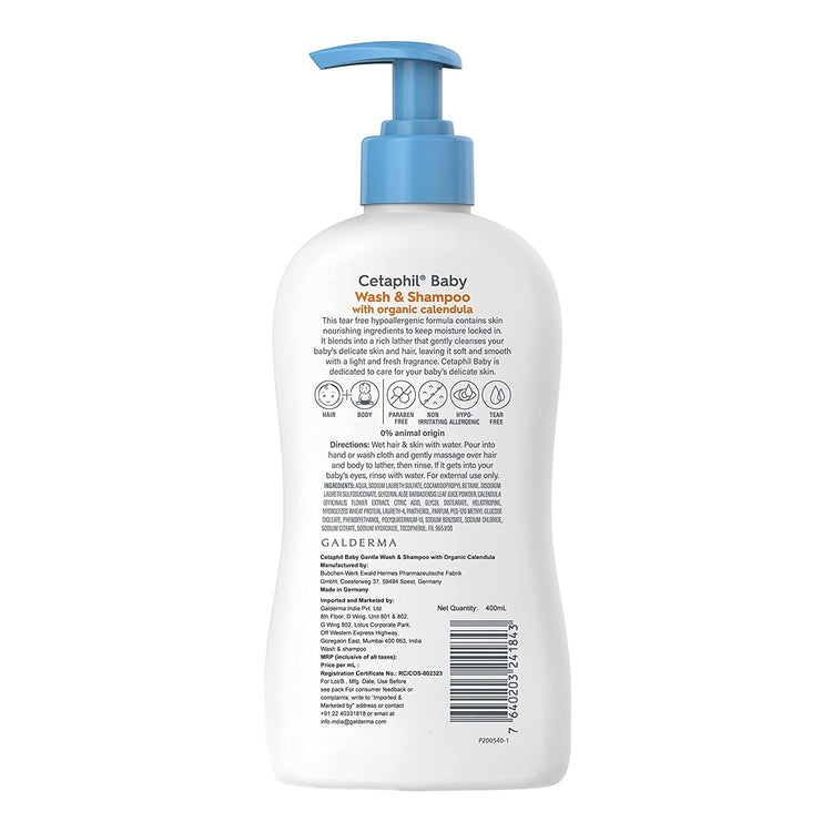 Cetaphil Baby Wash & Shampoo with Organic Calendula (400ml)