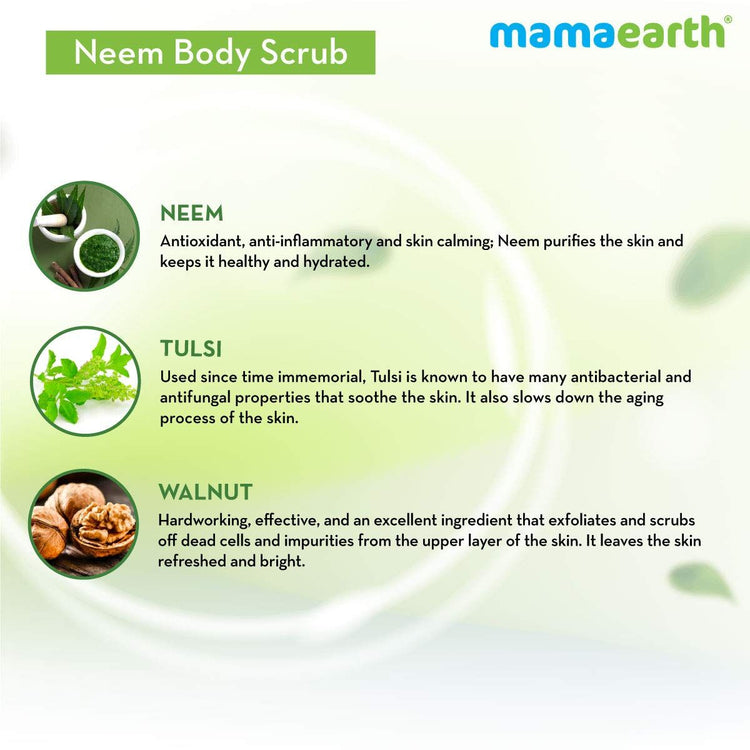 Neem Body Scrub with Neem and Tulsi for Skin Purification - 200 g