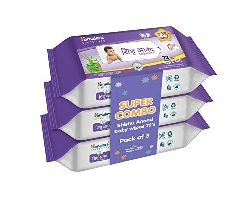 Himalaya Shishu Anand Baby Wipes (72 Count, Pack of 3) - White_7004567