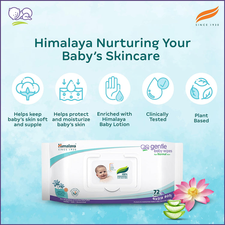 Himalaya Gentle Baby Wipes, 72 Wipes